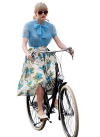 Taylor Swift 50s Pintuck Blouse & High Rise Pleated Skirt Set