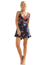 Strappy Floral Print Tie Back Playsuit