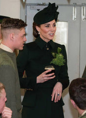 Kate Middleton Inspired Green Military-style Structured Peplum Longline Coat