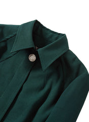 Kate Middleton Inspired Green Military-style Structured Peplum Longline Coat