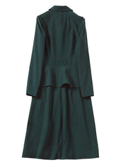 Kate Middleton Inspired Green Military-style Structured Peplum Longline Coat