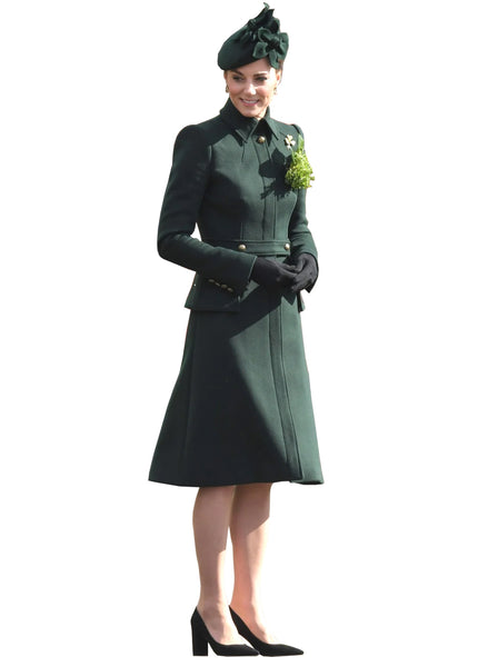 Kate Middleton Inspired Green Military-style Structured Peplum Longline Coat