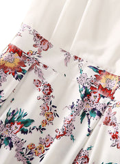 Queen Letizia Inspired Mock Two-Piece V-neck Floral Dress with High-Rise & Flared Skirt