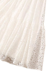 Kate Middleton Inspired Short Sleeve Crochet Lace White 3-Tiered Dress