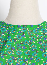 Green Garden Floral Print Tie-waist Ruffle Mini Dress