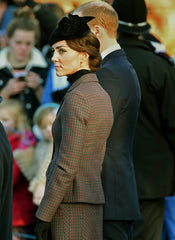 Kate Middleton Inspired Beige Vintage Checked Blazer & Trumpet Skirt Set