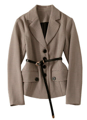 Kate Middleton Inspired Beige Vintage Checked Blazer & Trumpet Skirt Set