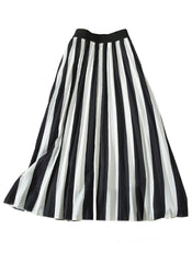 Queen Rania Inspired White Blouse & Striped Pleated Skirt