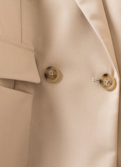 Kate Middleton Inspired Beige Double-Breasted Peak Lapel Blazer