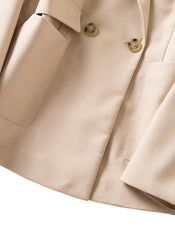 Kate Middleton Inspired Beige Double-Breasted Peak Lapel Blazer