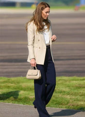 Kate Middleton Inspired Beige Double-Breasted Peak Lapel Blazer