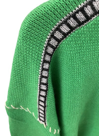 Green Oversized Cashmere Sweater – Stitched Details, Crew Neck, Thumbhole