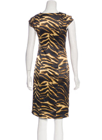 Square Neck Tiger Print Knee-Length Dress