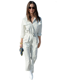 Emily Workwear Belted Jumpsuit - Off White