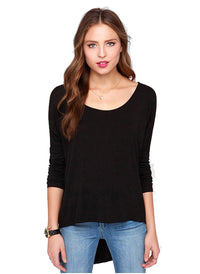 Slouchy Long Sleeve Cotton Jersey Hi-low T-shirt