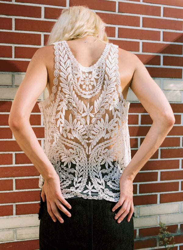 Floral Crochet Lace Sleeveless Cami Tank Top