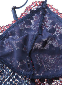 Strappy Lace Soft Cup Wirefree Bralette in Purple