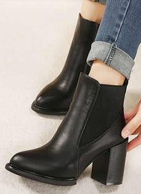 Faux Leather Black Chelsea Ankle Boots