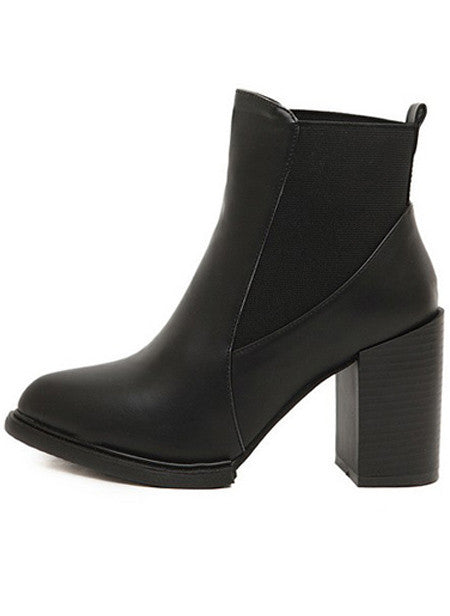 Faux Leather Black Chelsea Ankle Boots