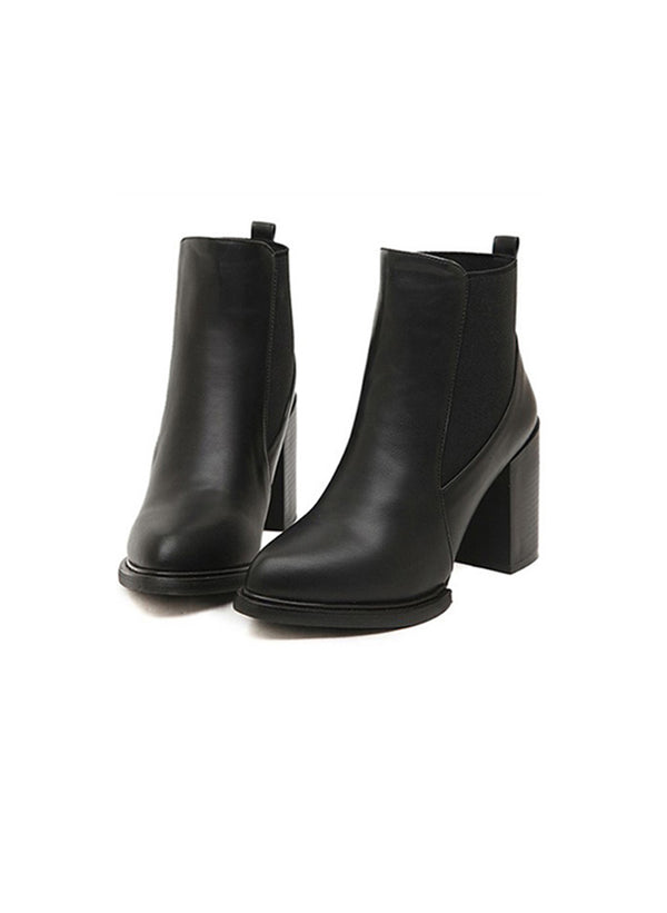 Faux Leather Black Chelsea Ankle Boots