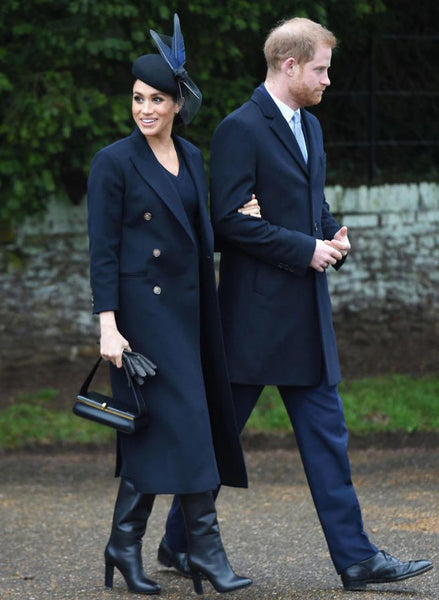 Meghan Markle Inspired Double Breasted Deep Navy Tailored Longline Coat