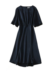 Queen Letizia Dolman Sleeve A-line Midi Cape Dress in Navy