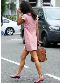 Amal Clooney Cap-sleeved Loose Fit Dress in Powder Pink