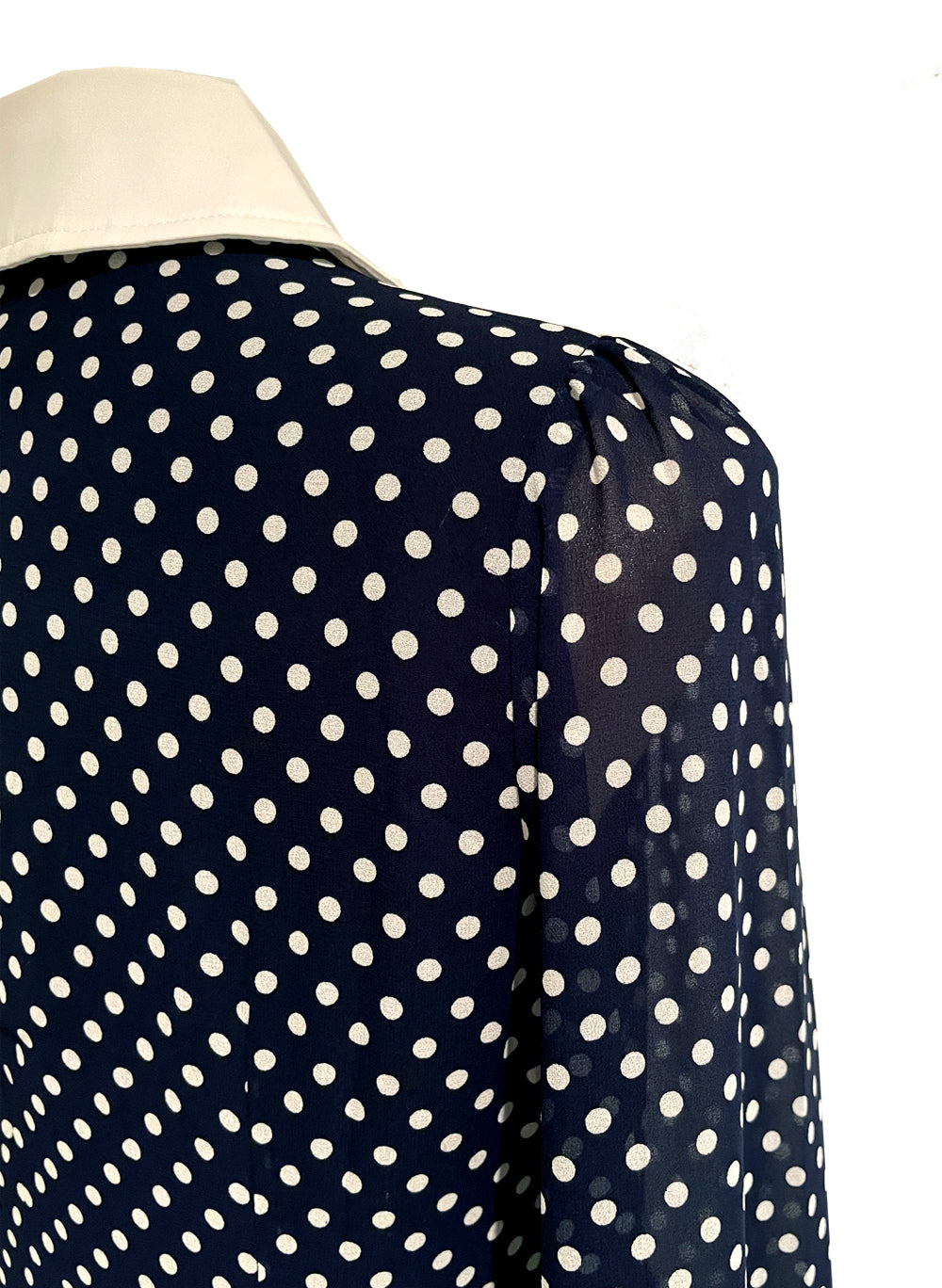 Ivanka Navy Button-Down Polka Dot Midi Shirt Dress