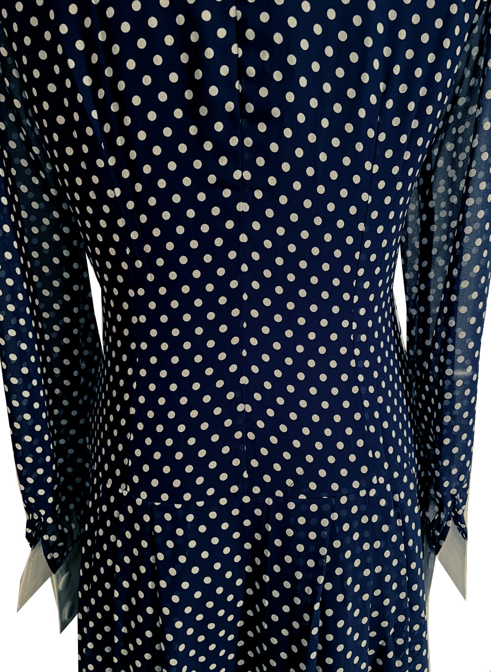 Ivanka Navy Button-Down Polka Dot Midi Shirt Dress