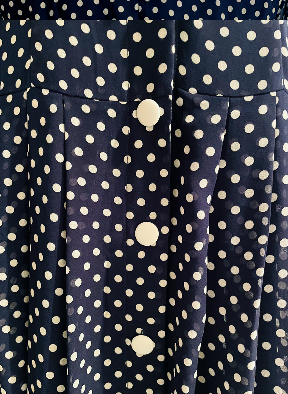 Ivanka Navy Button-Down Polka Dot Midi Shirt Dress