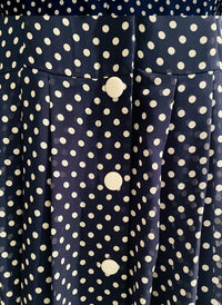 Ivanka Navy Button-Down Polka Dot Midi Shirt Dress