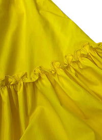 Asymmetric Cutout Waist Ruffled Mini Party Dress in Yellow