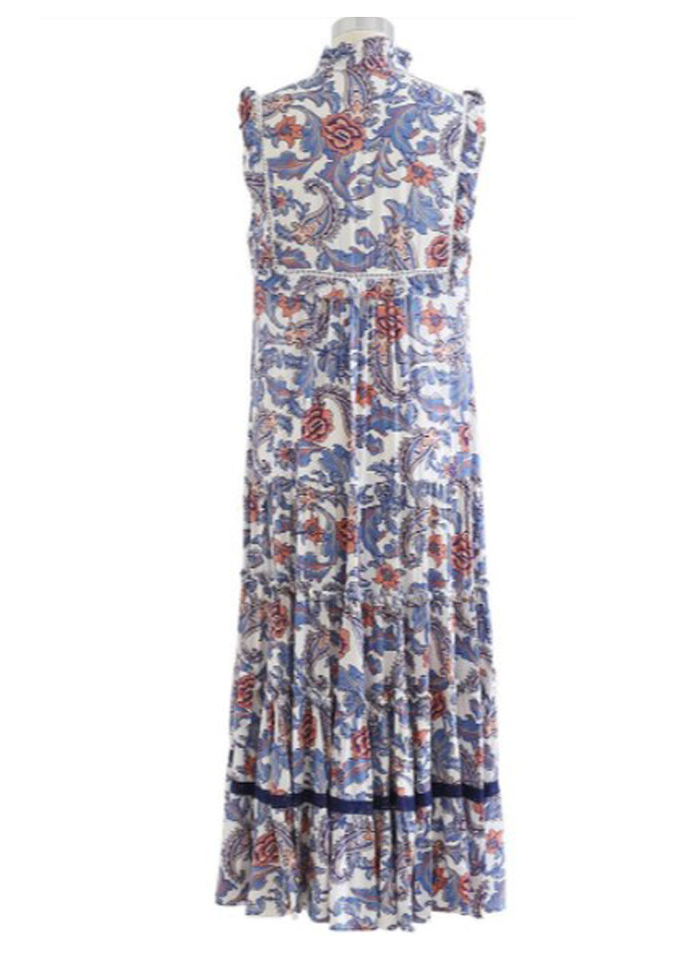 Bohemian Rose And Tulip Paisley Sleeveless Maxi Dress