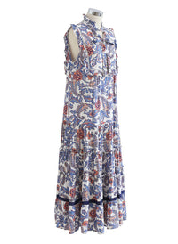 Bohemian Rose And Tulip Paisley Sleeveless Maxi Dress