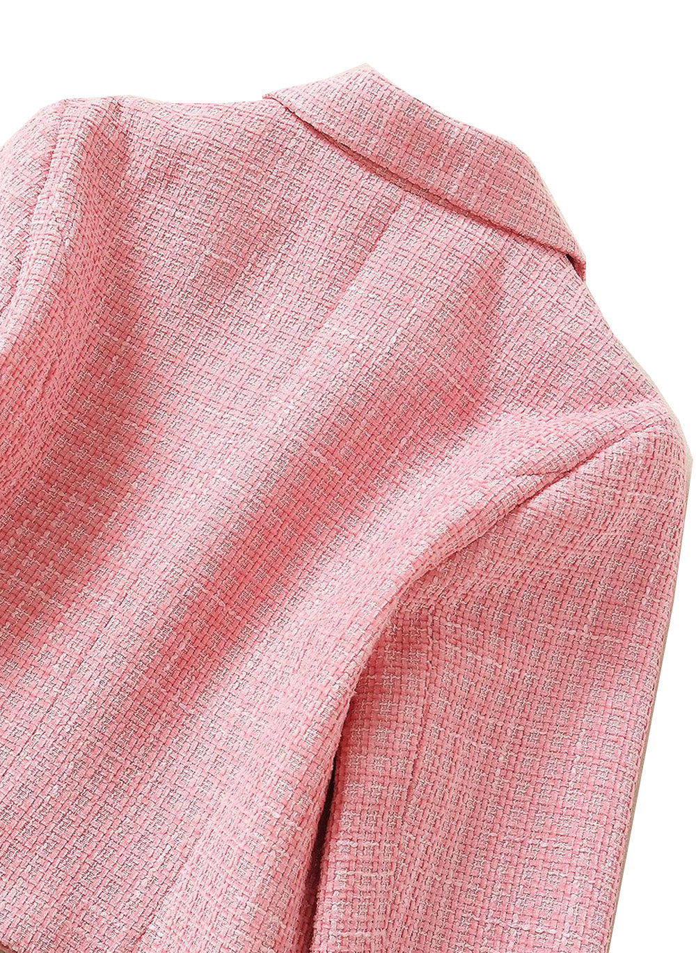 Tweed Crop Jacket & Pleated A-line Skirt Two-piece Set in Pink