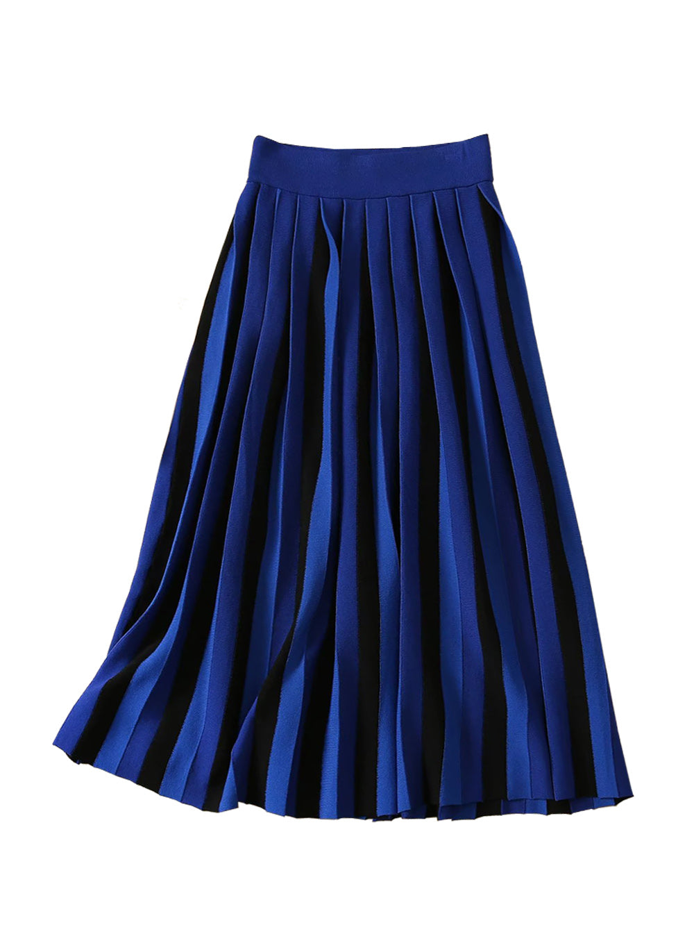 Meghan Crewneck Knit Top & High Waisted Pleated Skirt Set in Blue