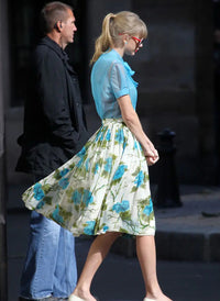 Taylor Swift 50s Pintuck Blouse & High Rise Pleated Skirt Set