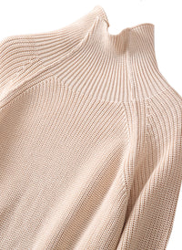 Turtleneck Relaxed Elbow-pad Beige Sweater & Black Cigarette Pants