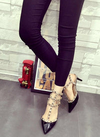 Rockstud Pointed Toe Caged Pump Heels