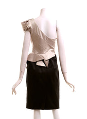 Folded One-Shoulder Knee-Length Midi Dress