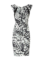 Low Back Sculpted Pencil Dress in Black & White