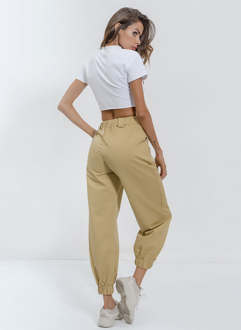 Emily High Waisted Relaxed-fit Chain Pants in Tan