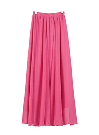 High Waisted Flowy Chiffon Maxi Skirt in Hotpink