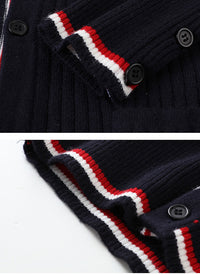 Long Sleeve Button Front Colour-block Sporty Cardigan