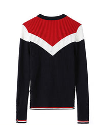 Long Sleeve Button Front Colour-block Sporty Cardigan