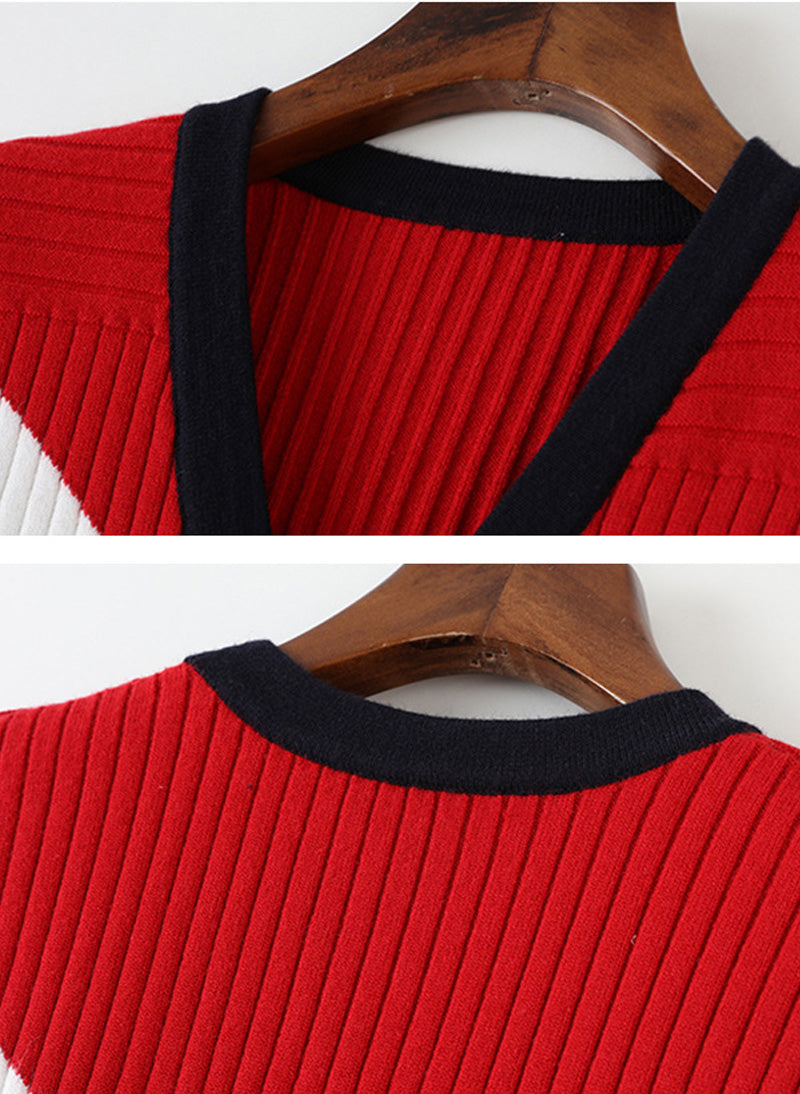 Long Sleeve Button Front Colour-block Sporty Cardigan