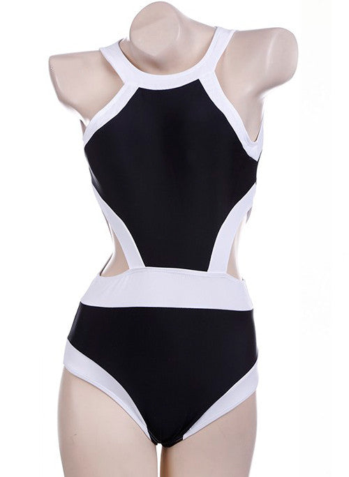 Cut-out High Neck Monokini in Black