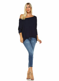 Kendall 3/4 Sleeve Slouchy Asymmetrical T-shirt