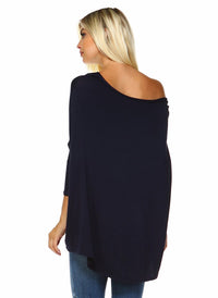 3/4 Sleeve Slouchy Asymmetrical Draped T-shirt