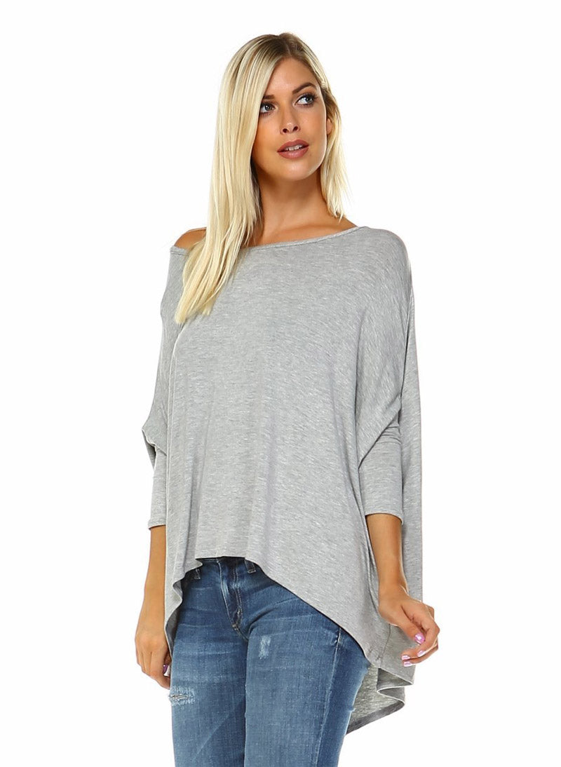 Kendall 3/4 Sleeve Slouchy Asymmetrical T-shirt